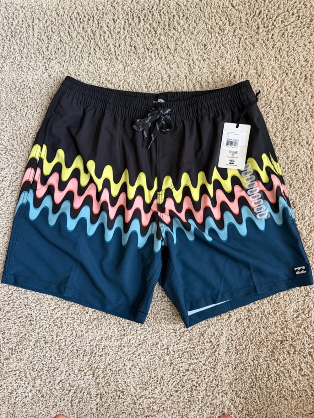 Billabong Hazey Days Layback unlined Swim Trunks, Raven,  Size Large